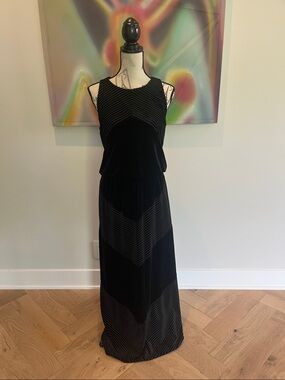 London Times Black Velvet Maxi Dress